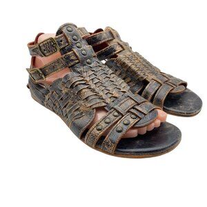 Bed Stu Claire III leather Huarache sandals size 8.5 Brown Black Lux